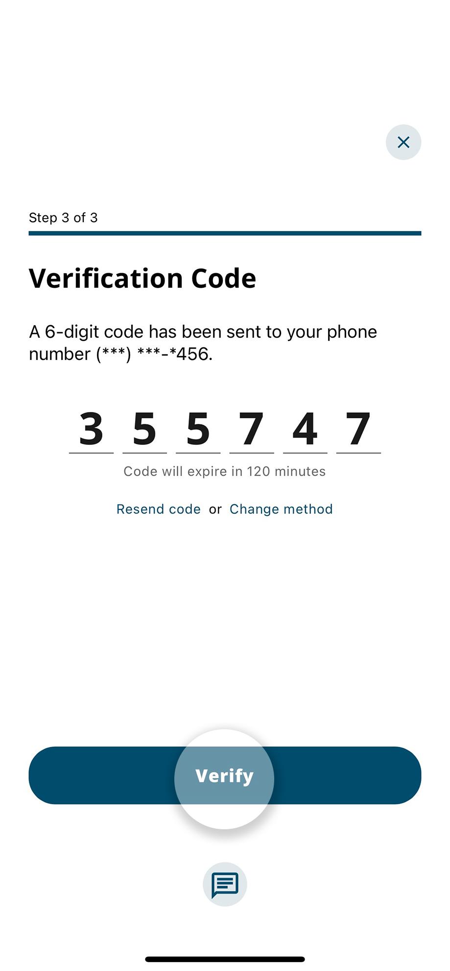 Civic app screen showing verification code input.