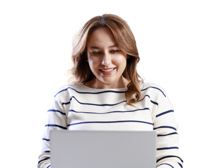 Woman checking on her monthly spending habits inside Civic's online banking.