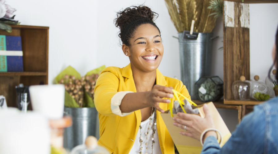 Small business owner running her business with help from the Civic Business Checking Account. 