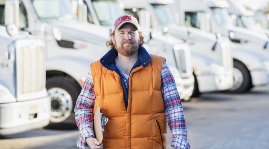 Small trucking business owner smiling know his business is funded for the future with a Business Term Loan from Civic.