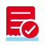 Red list with check icon.