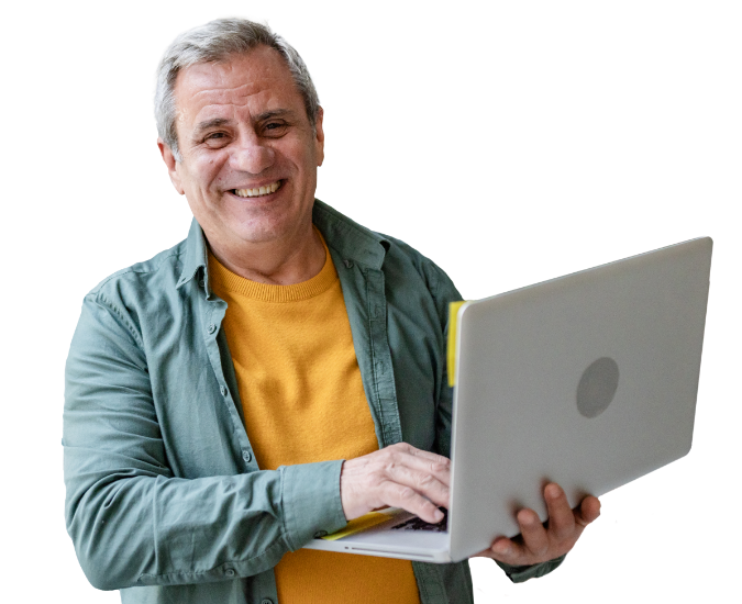 An older gentleman setting up a recurring bill payment using Civic online banking Bill Pay.