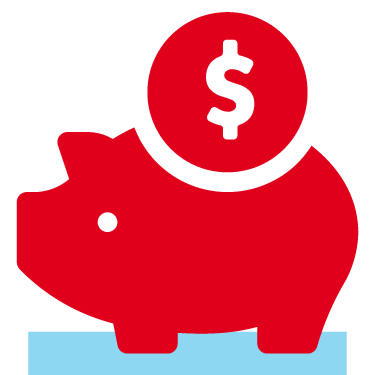 Civic icon graphic of piggy bank.