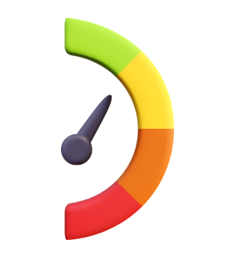 Graphic of a credit score meter to track progress.