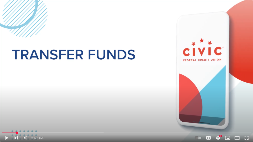 Watch a video on how to transfer funds using the Civic mobile app.