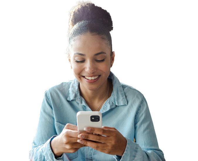 A woman using her phone to send money via Zelle through her Civic mobile app.