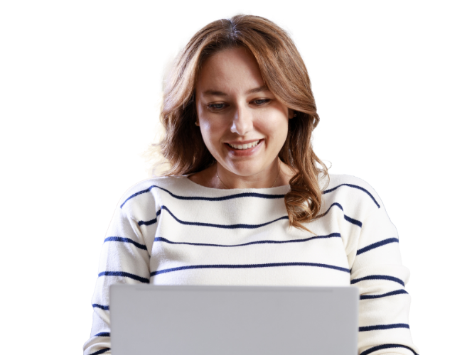 Woman checking on her monthly spending habits inside Civic's online banking.