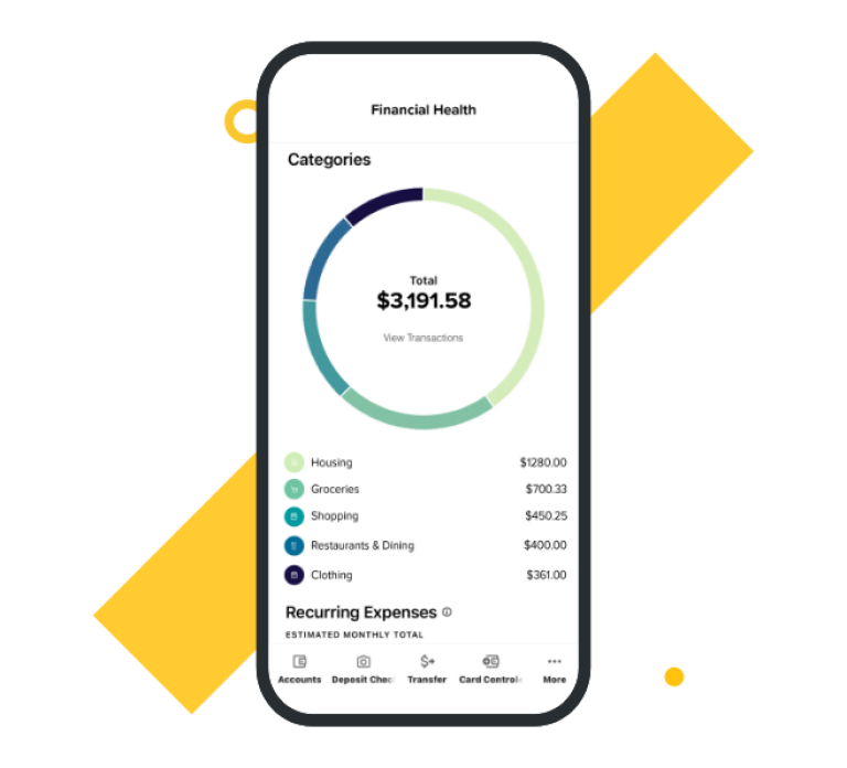 Spending data insights and summary within the Civic mobile app.