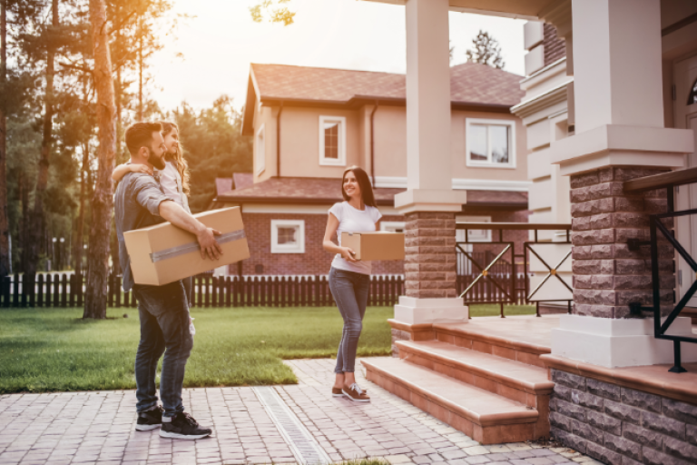 Young family moving into their new home purchased with a Fixed-rate mortgage from Civic.