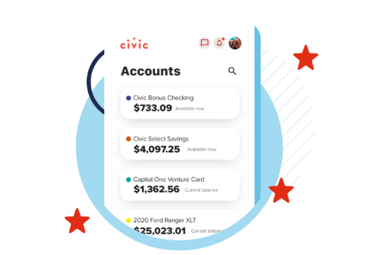 Mobile app accounts screen graphic
