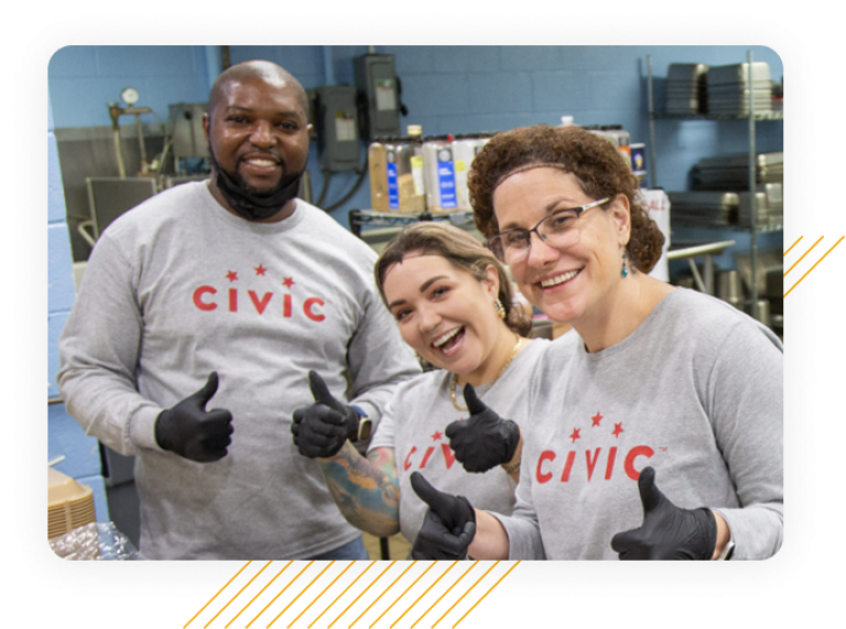 three civic employees giving thumbs up